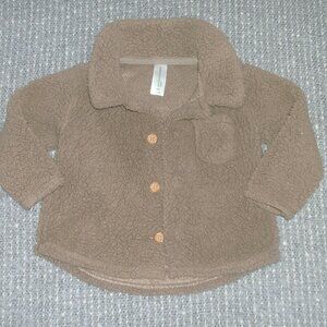 Modern Moments Light Brown Teddy Bear Cozy soft Button Up Shirt Jacket size 18M